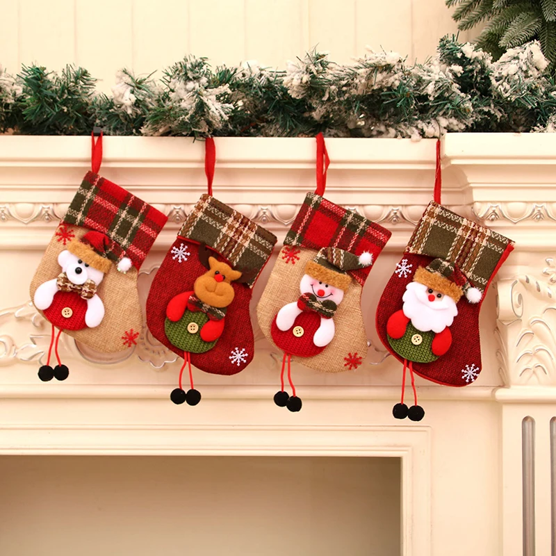

Small Christmas Stockings Christmas Tree Ornaments Christmas Candy Gift Bag Socks Merry Christmas Santa Claus Outdoor Gadgets