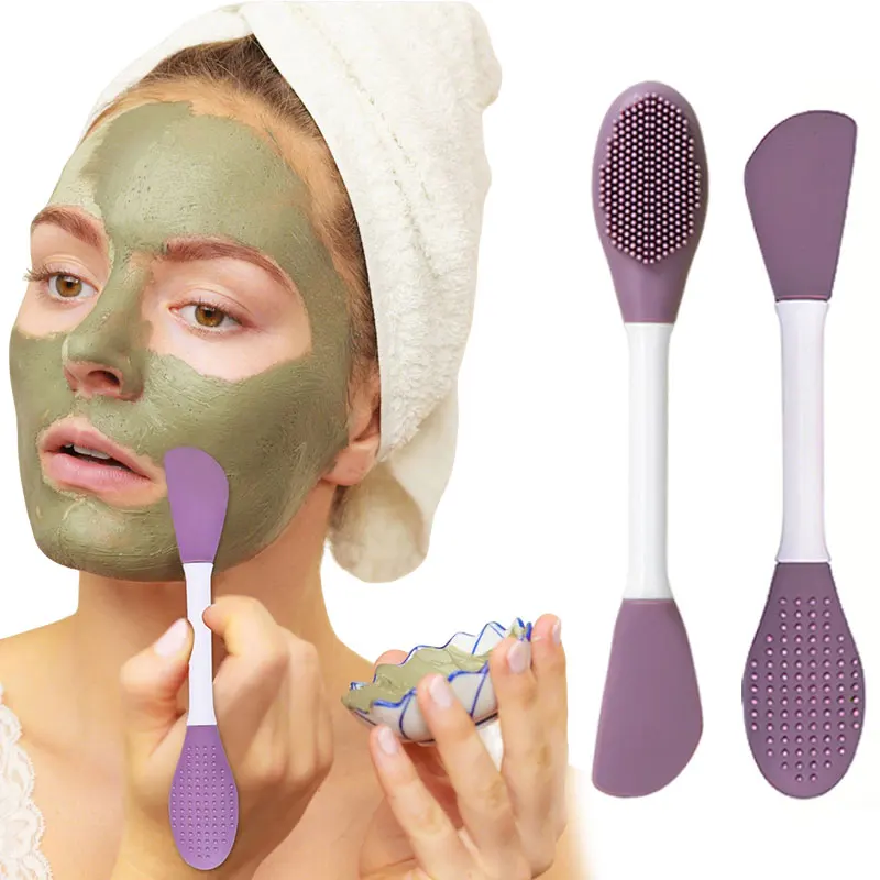 2-in-1 Gesichtsreinigung Silikonbürste Gesichtspflege Zubehör Maskenapplikator Poren Mitesser Reinigung Gesichtswaschbürsten