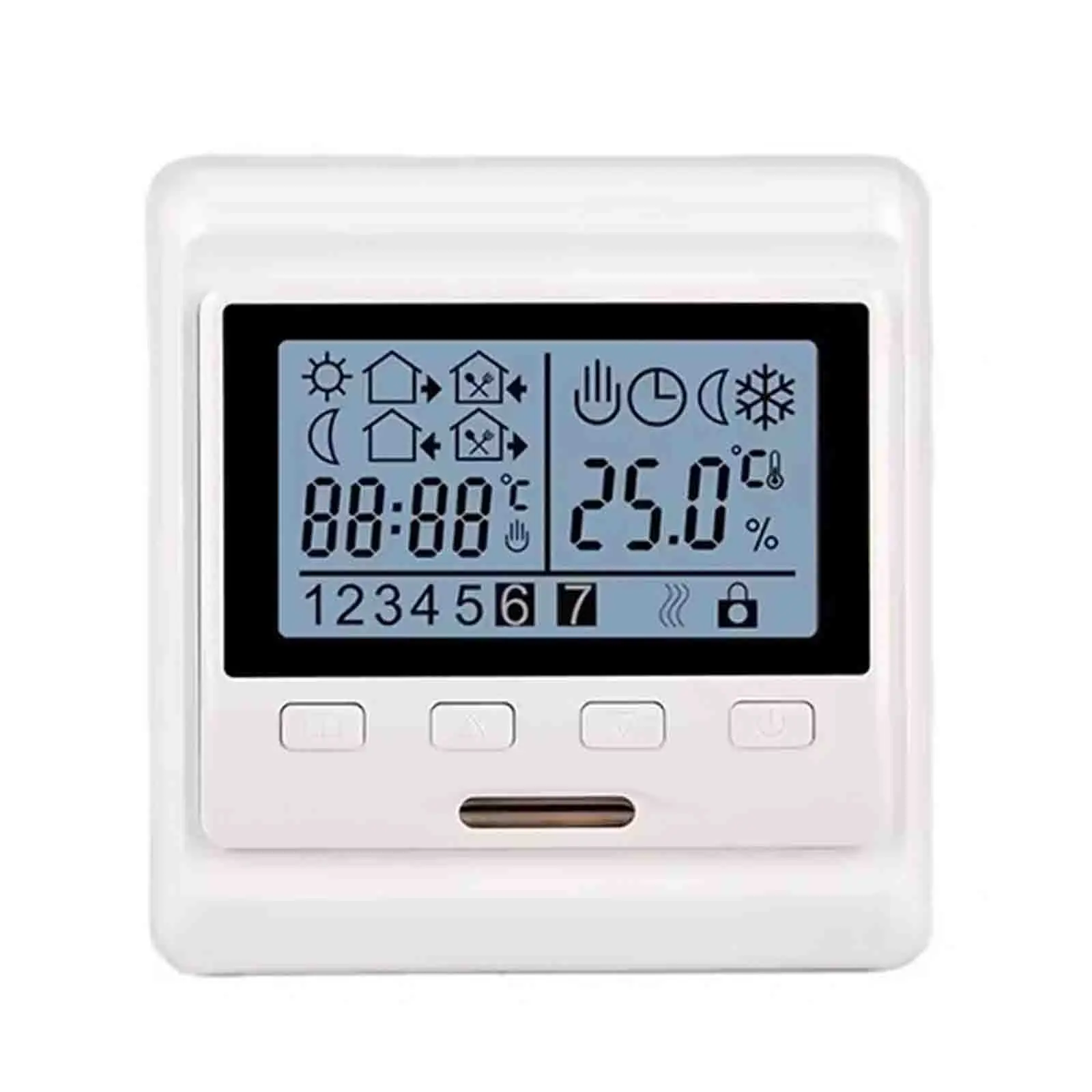 Ambient Temperature -5 ~ 50 °C Home Heating LCD Thermostat Digital Thermostat Temperature Control Mode Weekly Programming