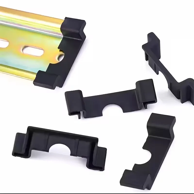 

20PCS DIN Rail End Protector Caps Cables Connectors Cover For 35mm NS 35 Rail Black Terminal Block End Cap Protector