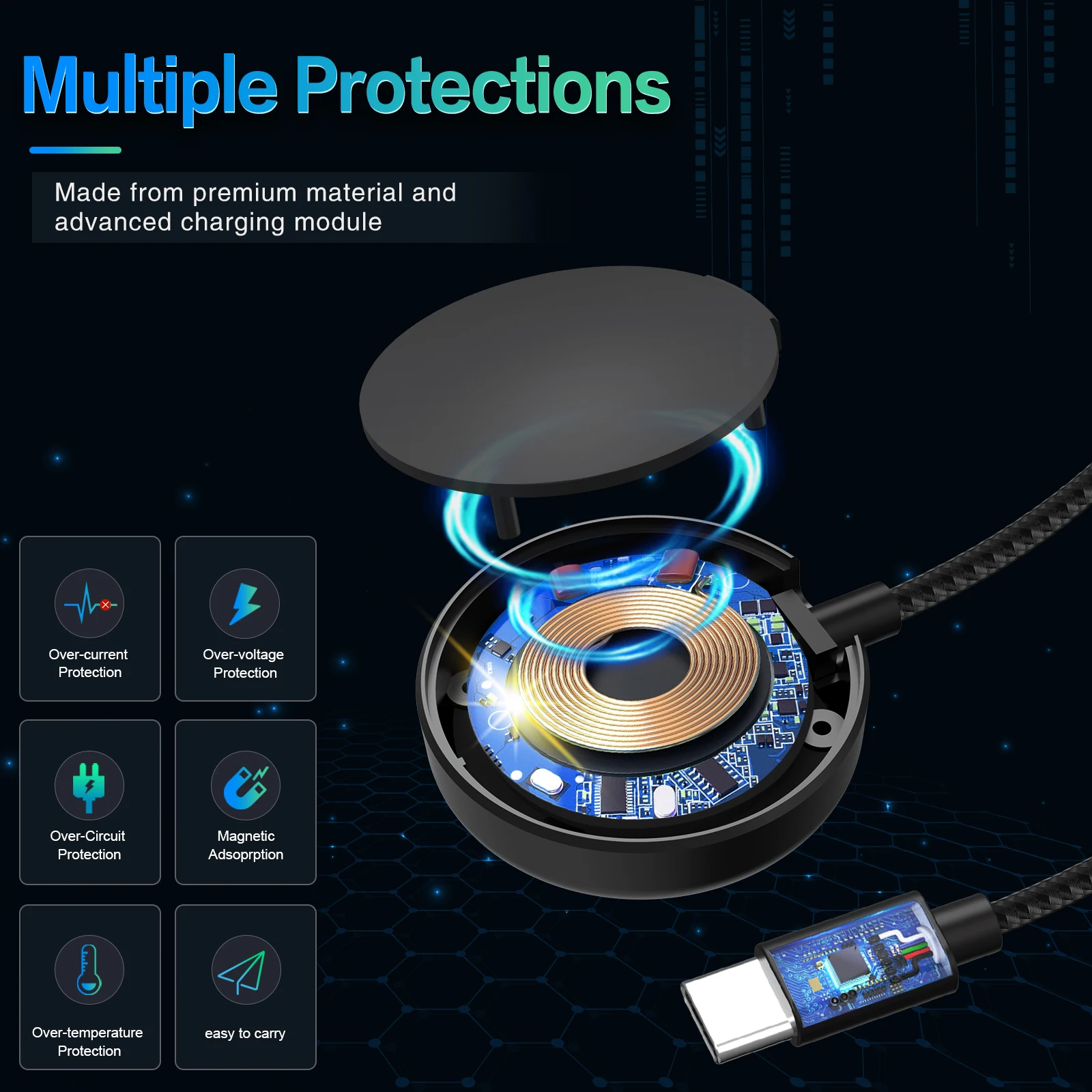 Cargador de reloj inteligente magnético USB-C 2 en 1 para Samsung Galaxy Watch 7/6/5/4/3/Classic, Pro 5/4, Active Watch 2/1, Galaxy Buds