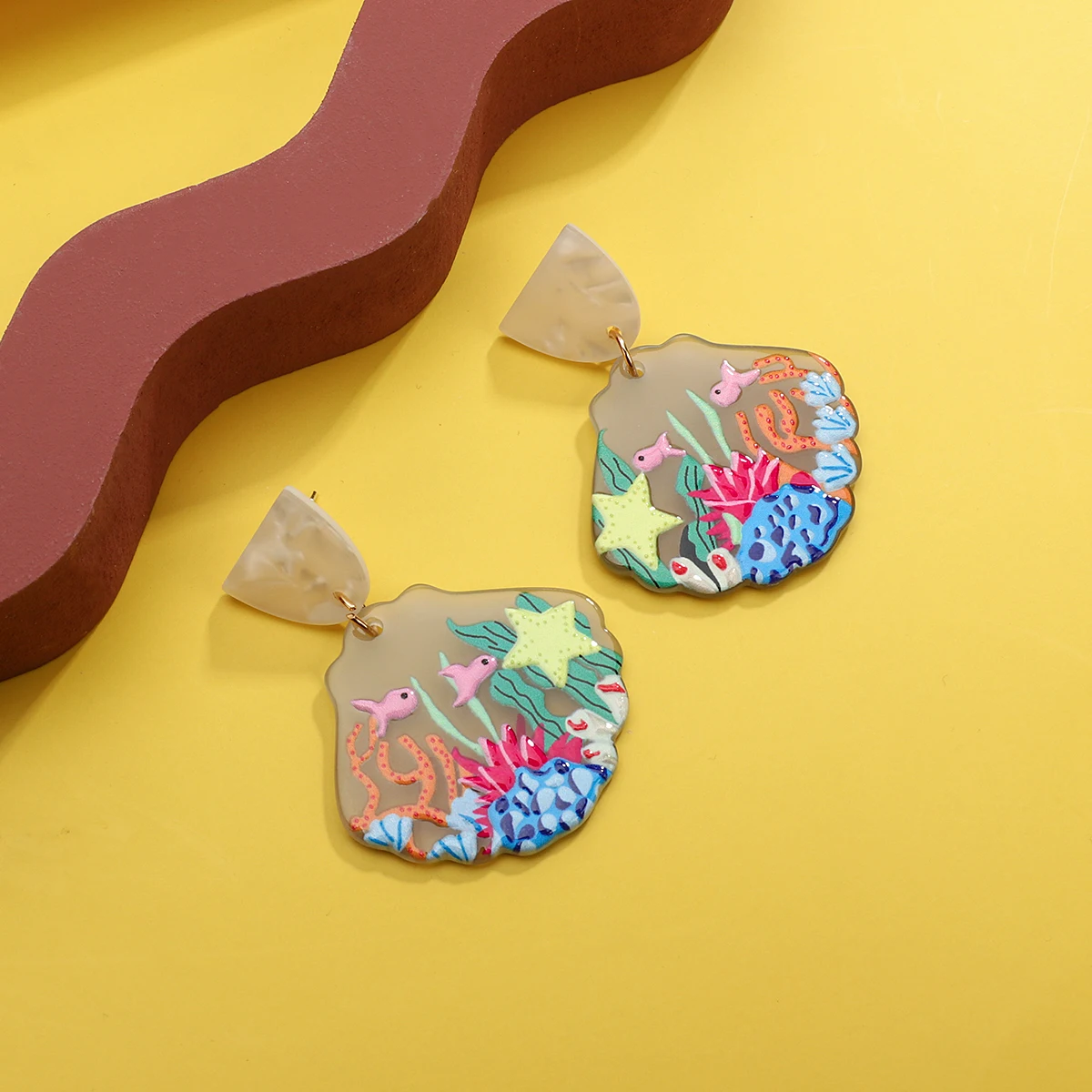 

Lifefontier Sweet Colorful Ocean Series Fish Pattern Acrylic Drop Earrings For Women Bohemia Beach Pendanties Earring Jewelry