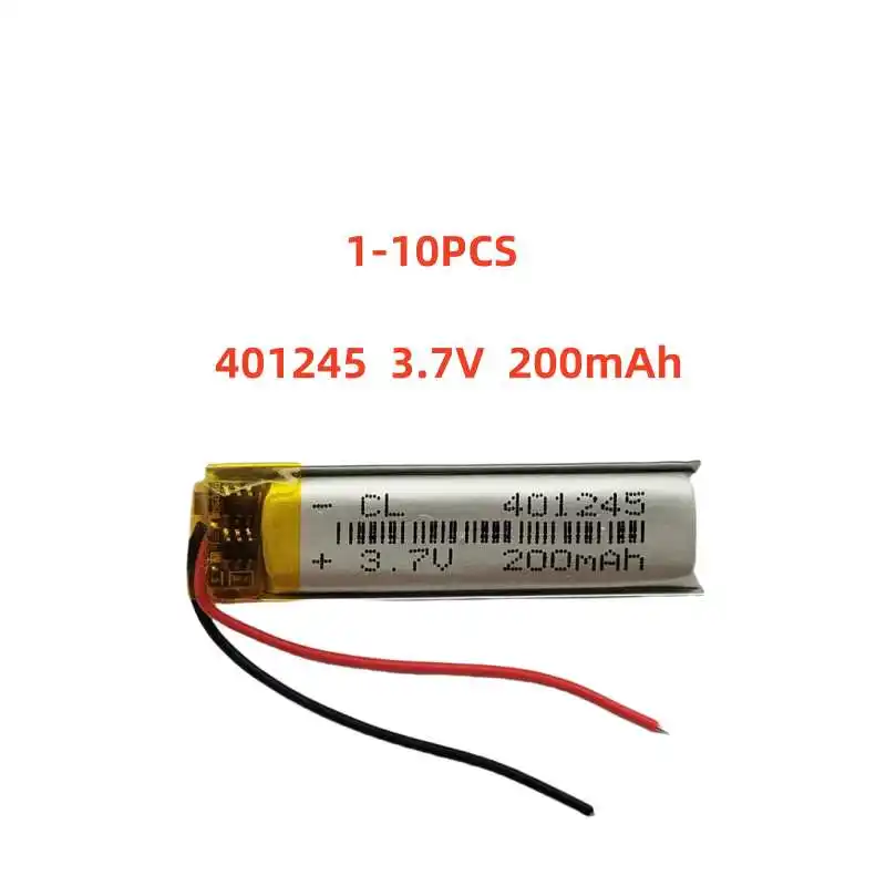 

3.7V 200 mAh Rechargeable Polymer Li Battery 401245 Lipo For Speaker Headphones GPS Sat Nav Driving Recorder Bluetooth Mp3