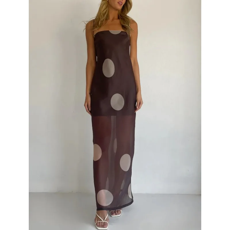 

2026 Summer New Women's Clothing Slim-fitting Suspender Dress Polka Dot Tube Top Temperament Fashion Perspective Dress