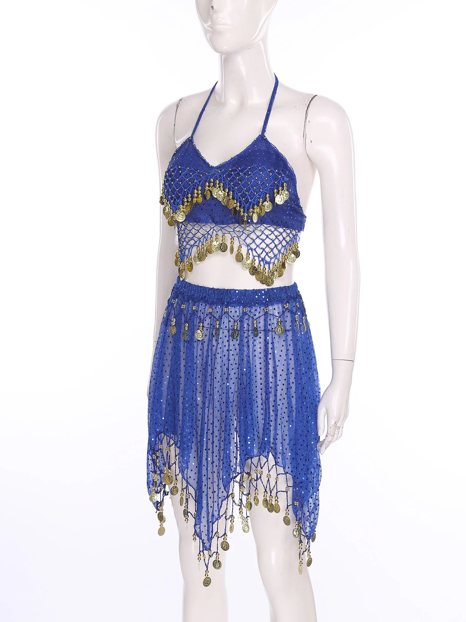 ملابس الرقص الشرقي النسائية كرنفال Dancewear شرابة مطرزة الدانتيل متابعة المحاصيل الأعلى تنورة لأداء الرقص الشعبي الهندي #5