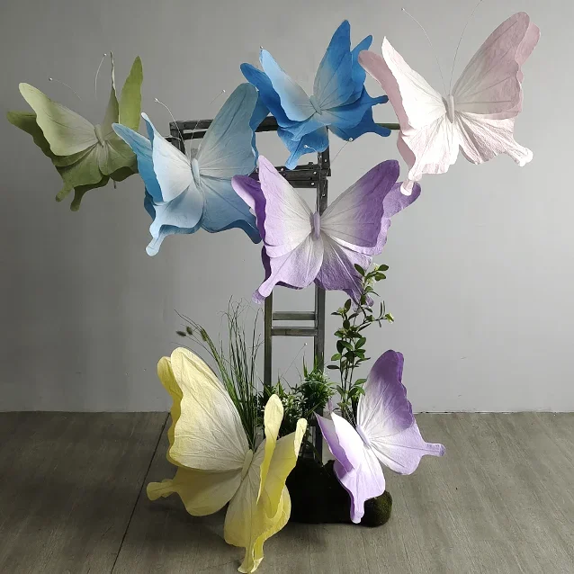 Artificial Paper Art Butterfly Flower Wedding Background Wall Decoration Paper Flower Birthday Party Event Window Display Props