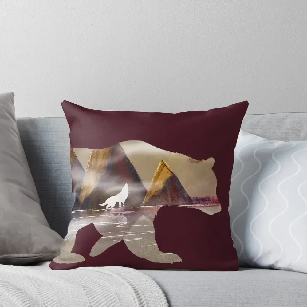bear landscape and howling wolf Throw Pillow christmas cushions covers luxury throw pillow covers pillow