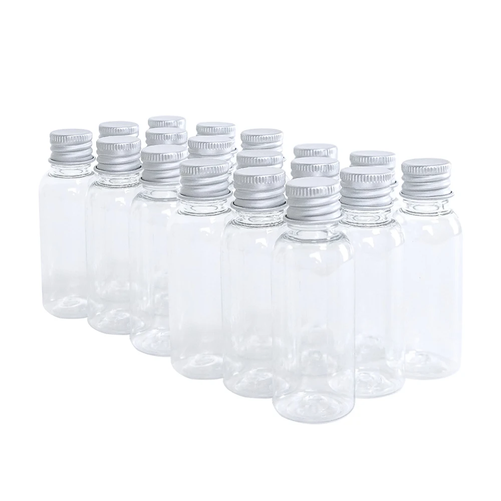 40ml Clear Plastic Bottle With Aluminium Screw Cap Tiny Jars Cosmetic Container Travel Kit Empty Refillable Jars Eco-Friendly