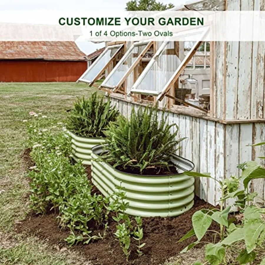 Outdoor modular galvanized steel raised garden beds, 17 tall, 4-in-1 metal planter boxes in silver-gray, rust-resistant and qui