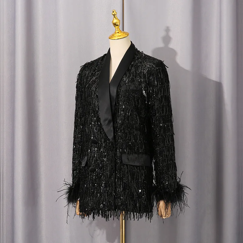Elegante chaqueta personalizada de calle con retales y borlas para mujer, nuevo abrigo de moda de otoño