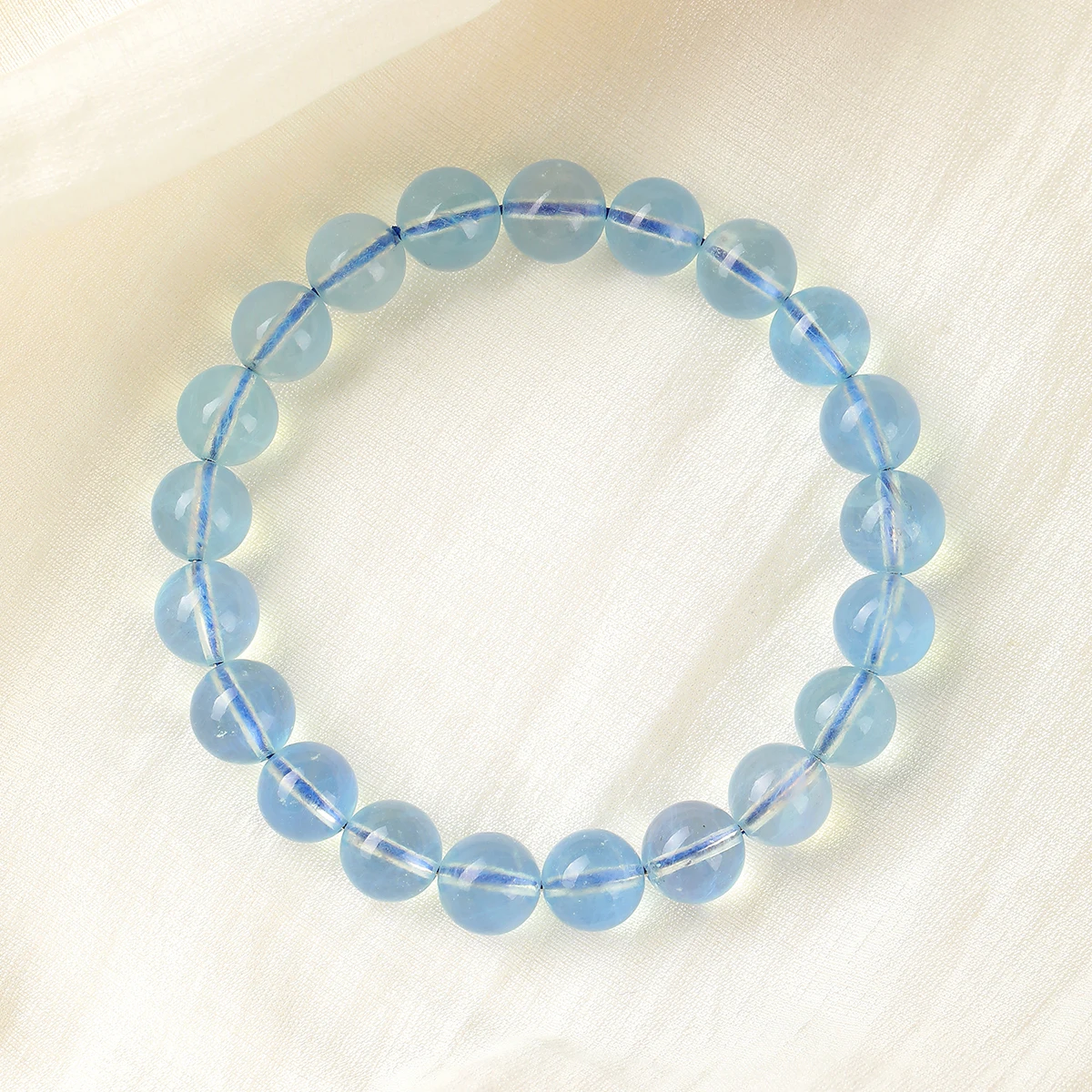 8A Natural Ice Translucent Aquamarine Bracelet Men Women Chakla Crystal Travel Amulet Stone of Courage Bracelets