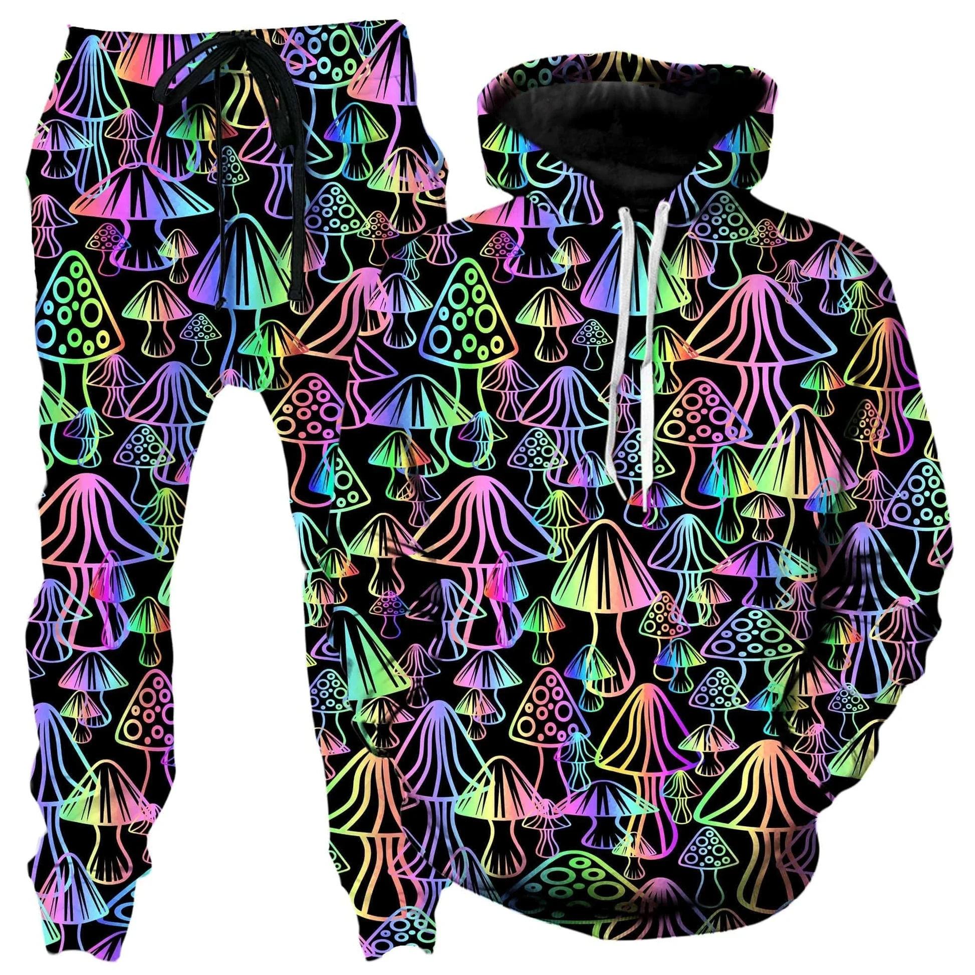 Cogumelo padrão 3d impressão outono hoodies calças define moda masculina moletom moletom duas peças ternos agasalho homem roupas