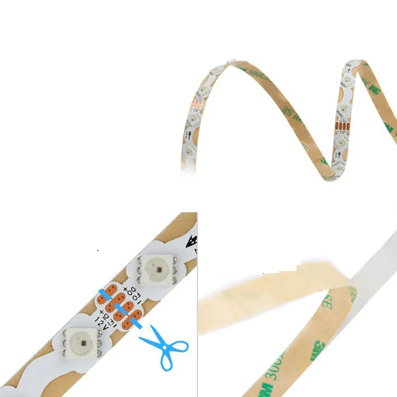 5M 12V WS2815 Bentuk S Zigzag 5050 Strip LED Penuh Warna Pita Ular Dapat Dilipat Beralamat Tanda Logo Huruf 60 Led/M Warna Impian 8Mm