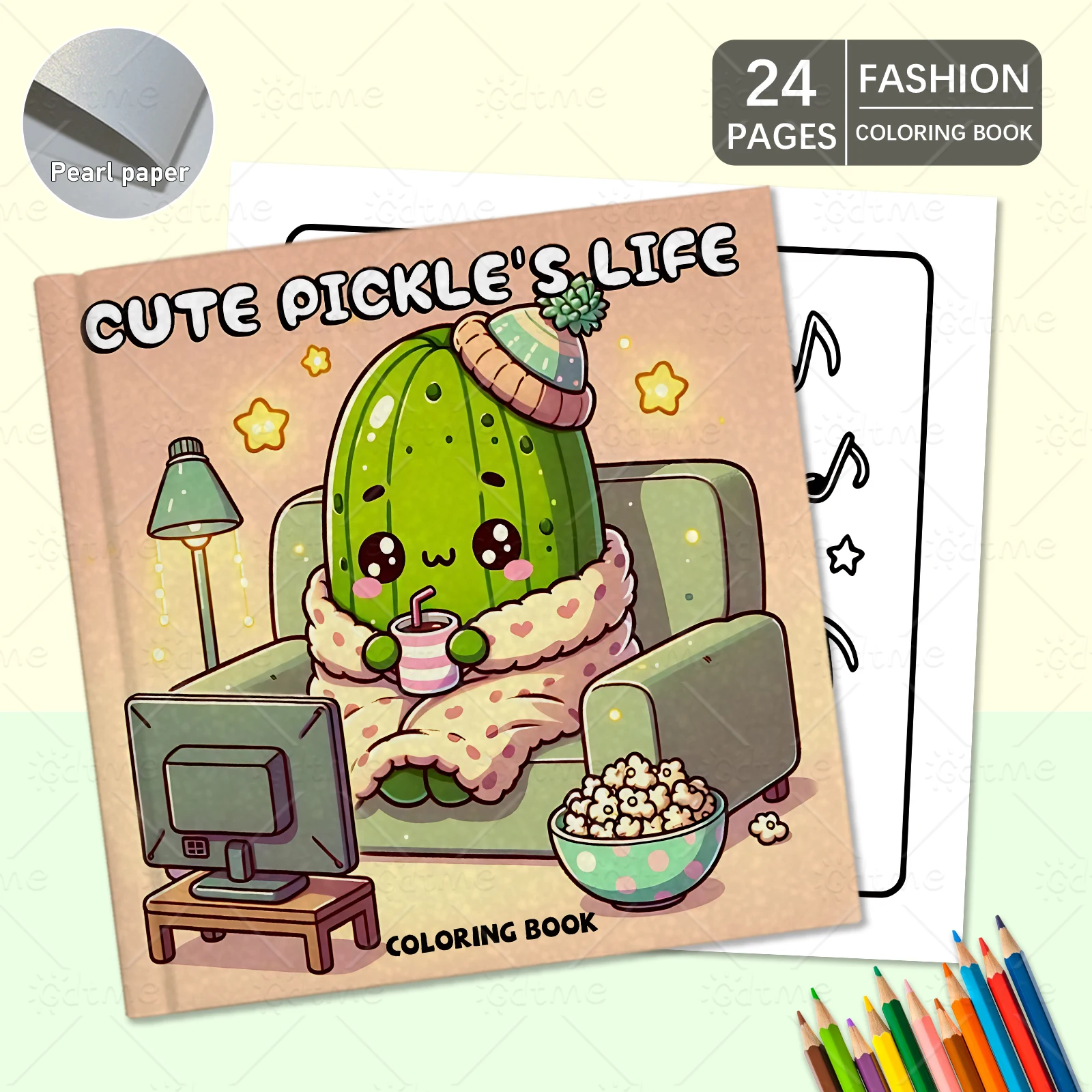 CUTE PICKLE'S LIFE Malbuch für Erwachsene und Jugendliche mit bezaubernden Charakteren und entzückenden Cartoon-Szenen, Bilderbuch ﻿ – Detail 1