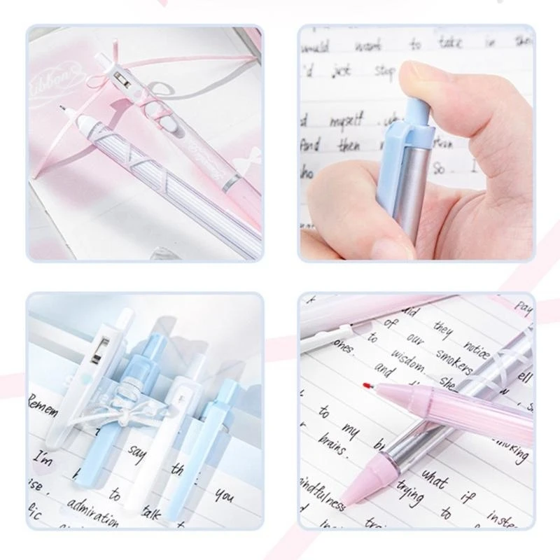 T5EA 4 PCS Ballet Strap Bows Gel Pen Press