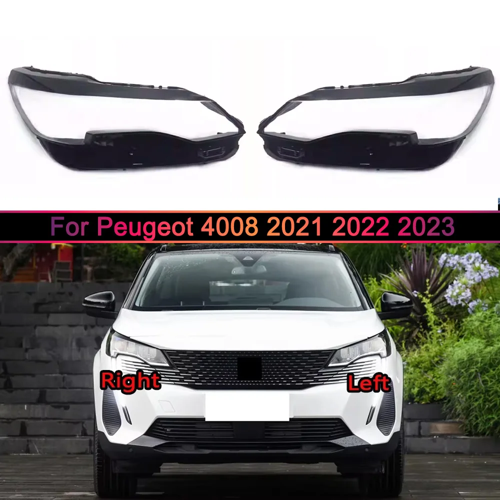 

For Peugeot 4008 2021 2022 2023 Front Headlamp Lamp Shell Transparent Headlight Cover Lens Plexiglass Replace Original Lampshade