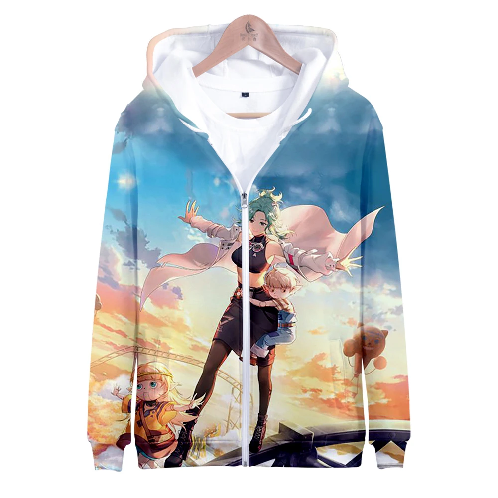 Hoodie unissex de manga comprida com zíper, Tower of Fantasy Game, roupas 3D, moletom Harajuku, streetwear estilo casual, homens e mulheres, 2022