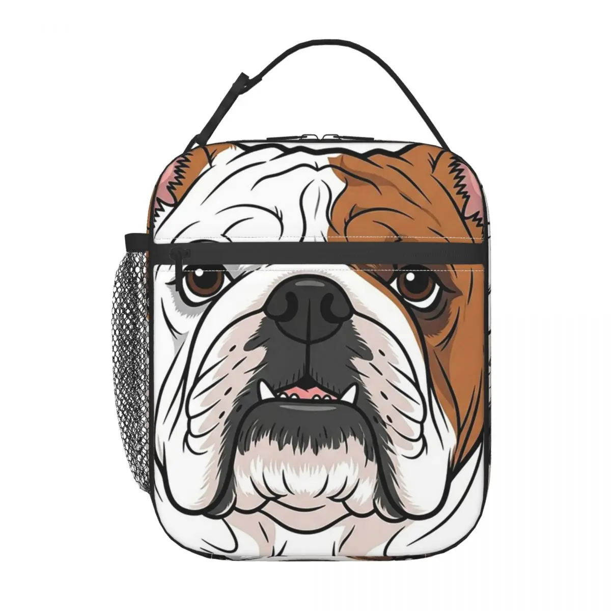 British English Bulldog Dog Face Nose Cute Insulated Lunch Bag for Women Children Leakproof Food Boxes Thermal Lunch Box Tote