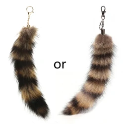 Lovely Foxes Racoon Tail Keychain Furs Pendant Keyrings Keys Holder for Bag Charm Backpack Car Decoration Couple Gift