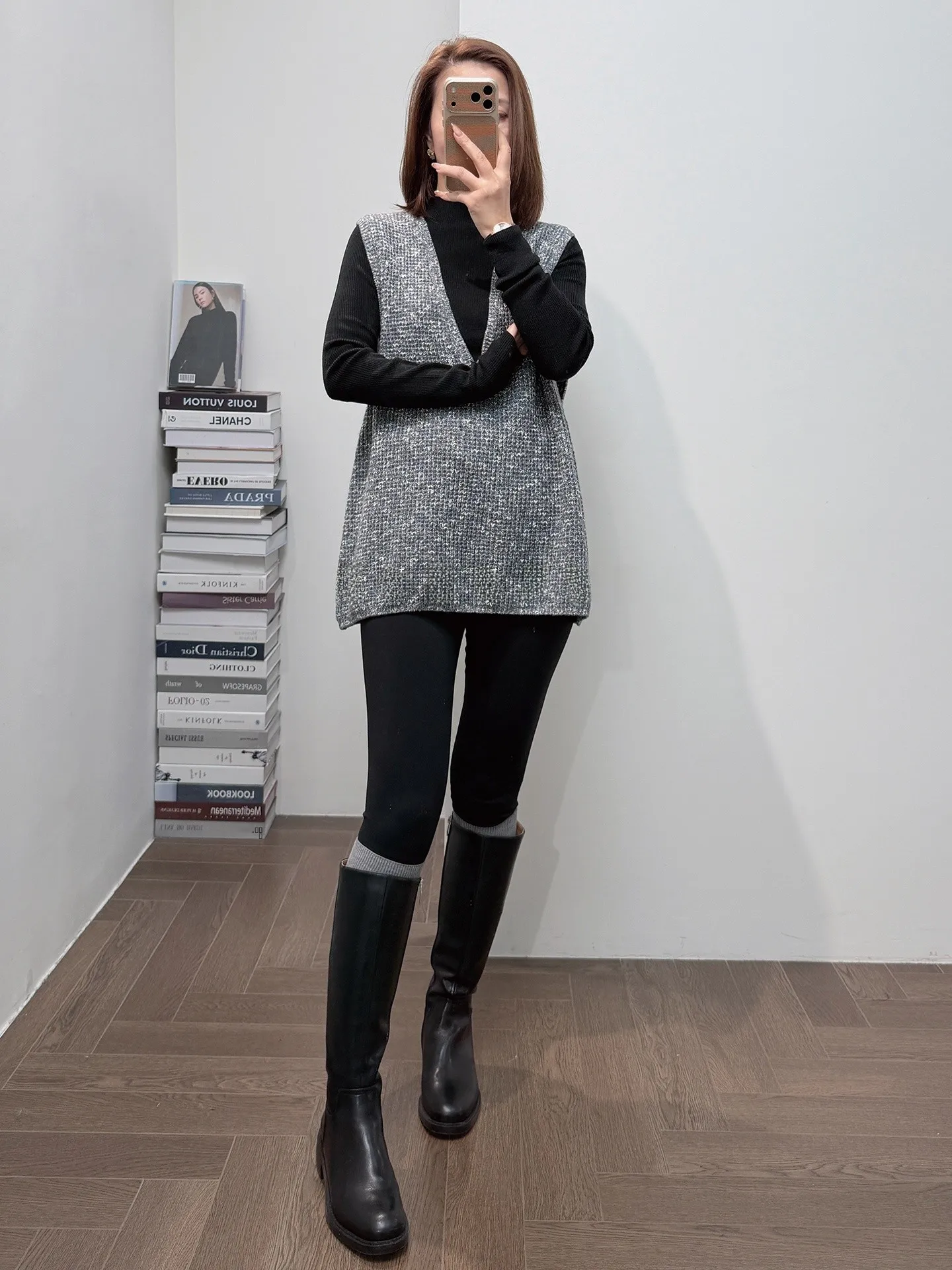 

Вязаный жилет из 100% шерсти с цветочным узором, теплый, с V-образным вырезом, удлиненный, под ботинки, для повседневной носки, из чистого хлопка, зимняя коллекция