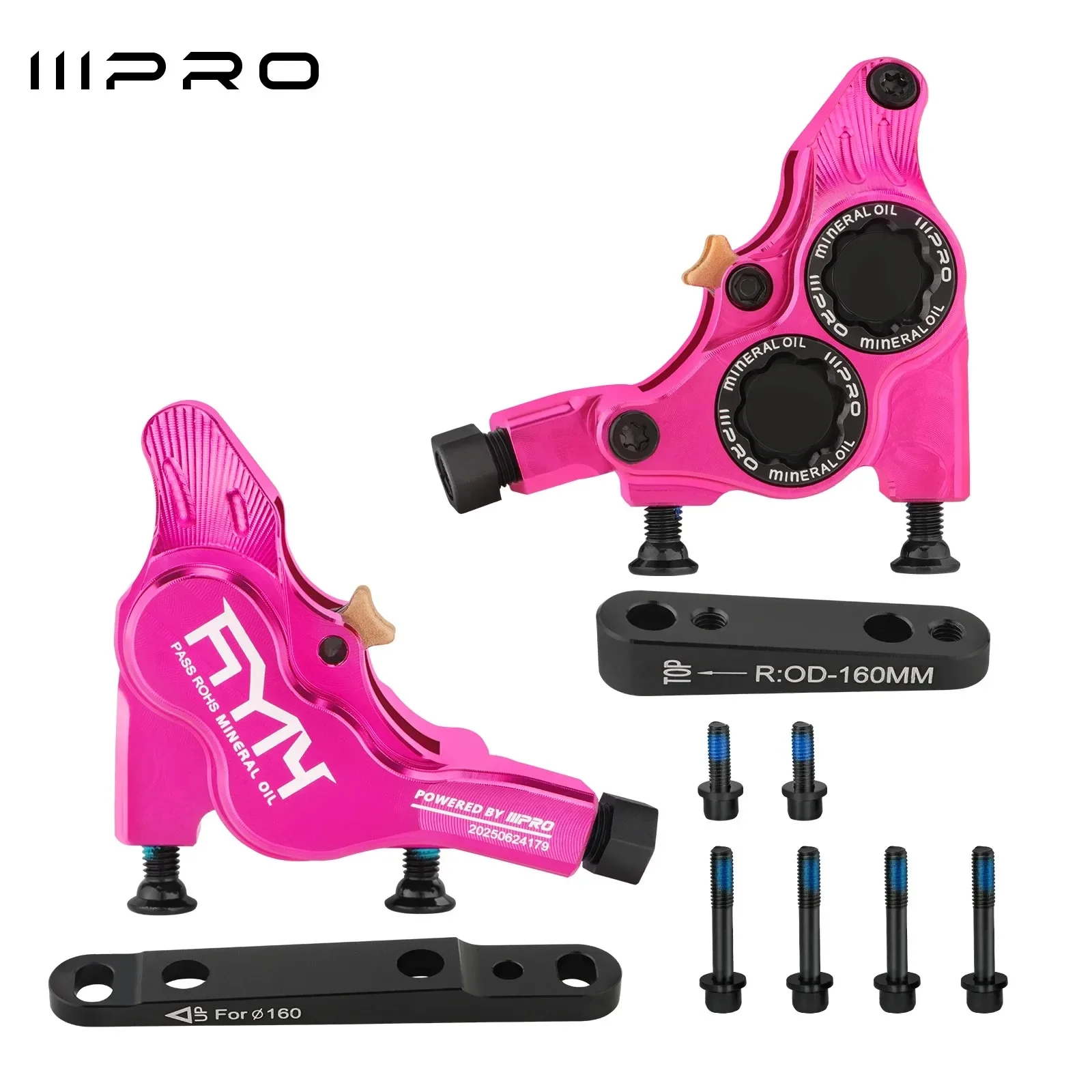 IIIPRO-4-Piston Road Car Oil Disc, CNC 4 Piston Flat Clamp, Bicycle Hydraulic Disc Brake, Integrated Caliper Brake