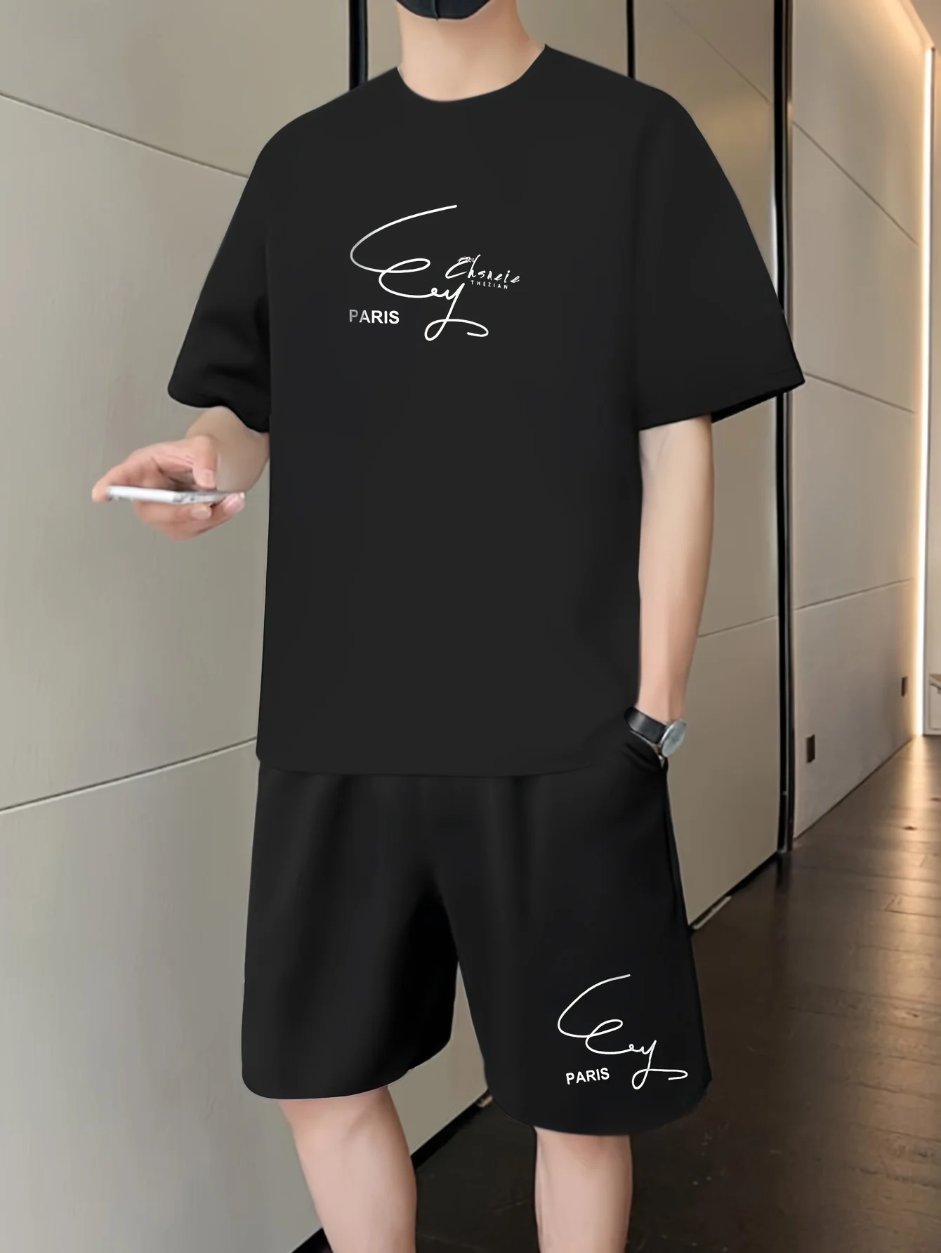 

Мужской модный комплект для отдыха с принтом из 2 предметов, комплект для фитнеса, подходит для бега, йоги, езды на велосипеде, активного отдыха