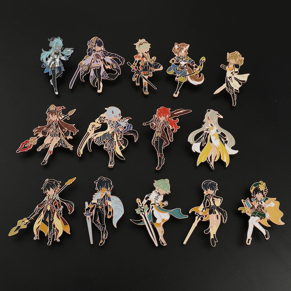 Cute Cartoon Genshin Impact Metal Enamel Brooch Creative Small Cute Fans Commemorative Badge Pin Jewelry Men Gift Accessories