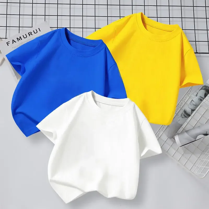 

Children's Short-sleeved T-shirt Solid Color Medium and Large Children's Summer Clothes All-match Half-sleeved Top Boy's T-shirt