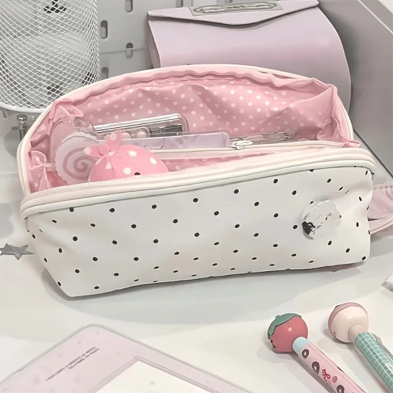INS Polka Dot Shell Federmäppchen, multifunktionale Aufbewahrungstasche für Schreibwaren, großes Fassungsvermögen, Stiftetui, tägliches Geschenk für Studenten