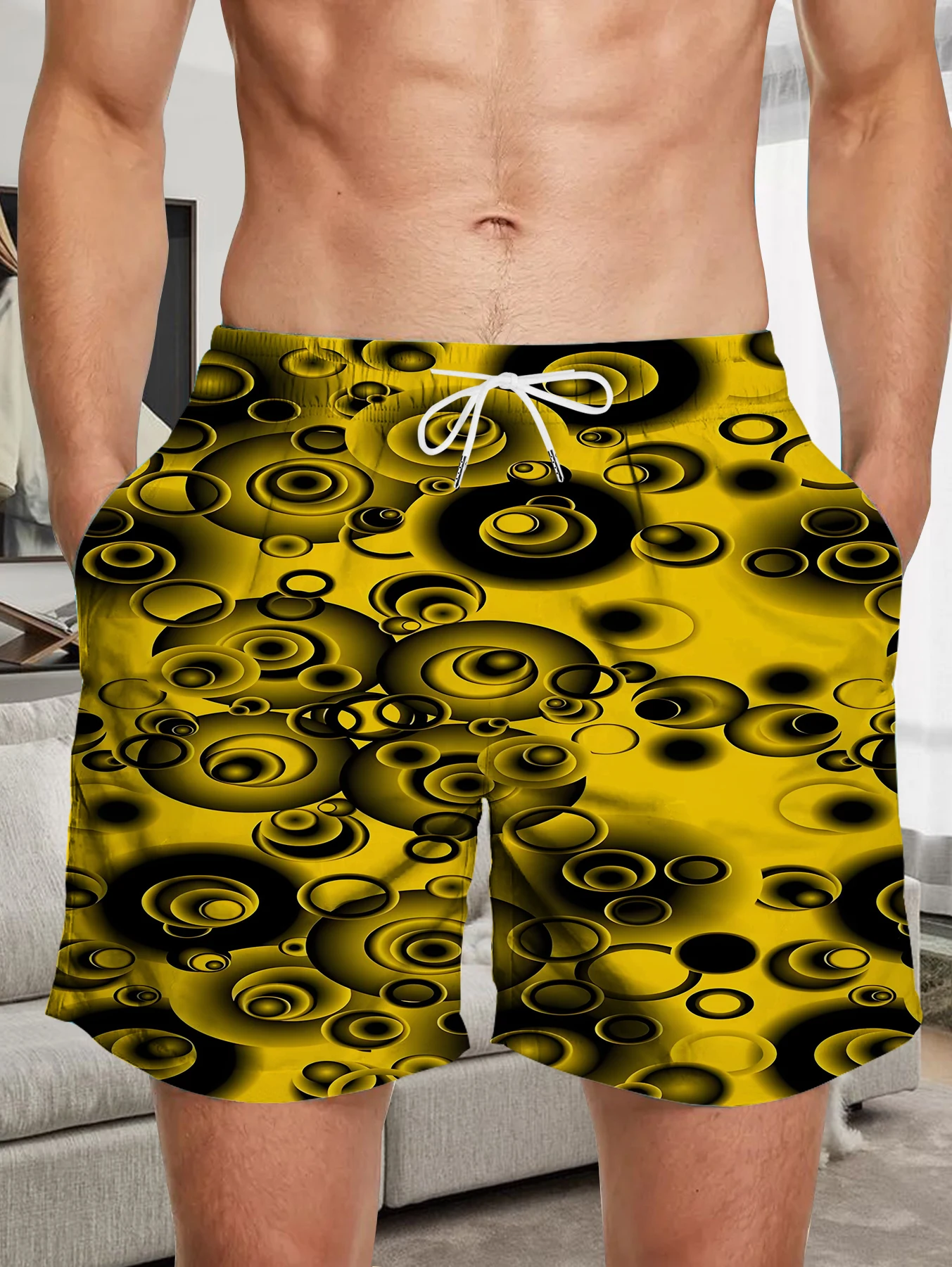 

Daily Wear Full Print Shorts Men Digital Printing Anti-wrinkle Polyester Trunks