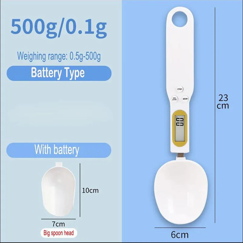 Electronic Weighing Spoon LCD Digital Kitchen Scale Cooking Food Weight Measuring Tool USB Charging, Battery Type 1 Pc