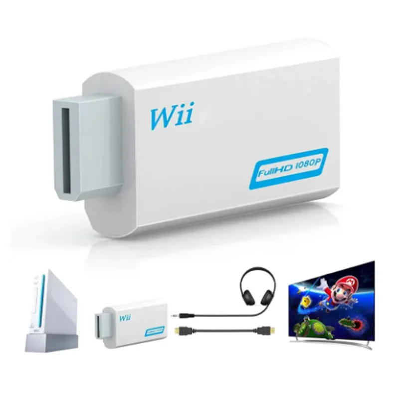 

Wii to HDMI compatible converter, 1080p full HD adapter connector, 3.5mm PC HDTV monitor audio and video, Wii 2 HDMI compatible