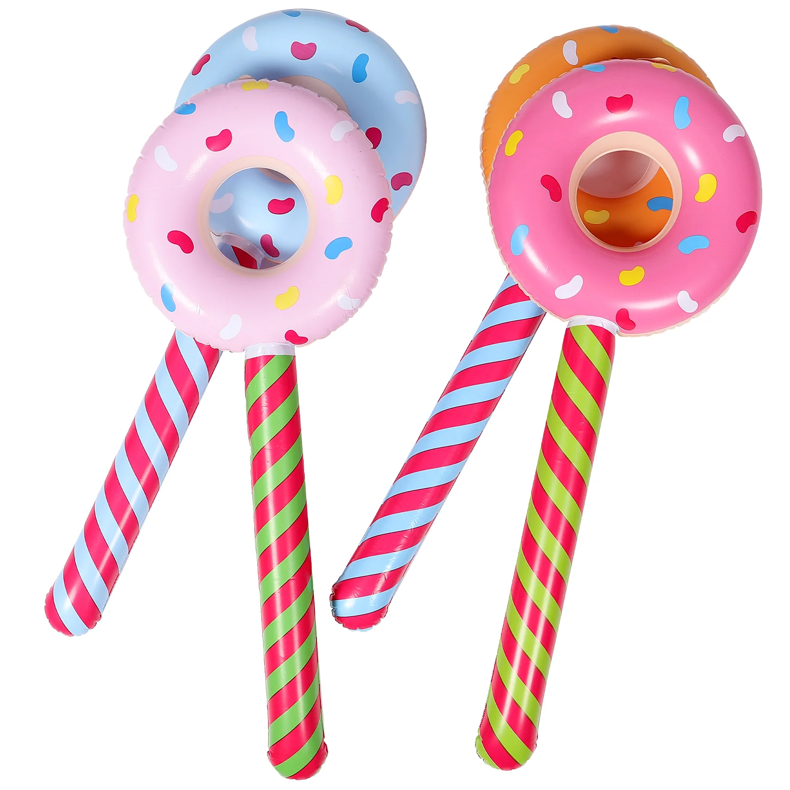 4 Pcs Donut Inflatable Stick Costume Lollipop Balloons Props Pool Toys PVC Plaything for Kids Lollipops Baby Sticks