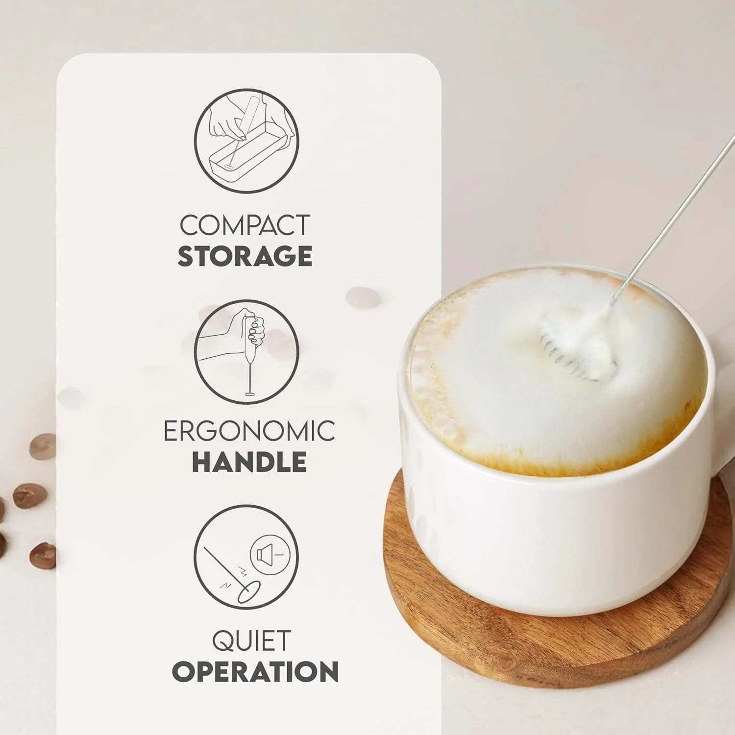 휴대용 배터리 구동 우유 거품기(홀더 포함) 전동 거품기 우유 거품기 막대 음료 믹서 커피에 적합