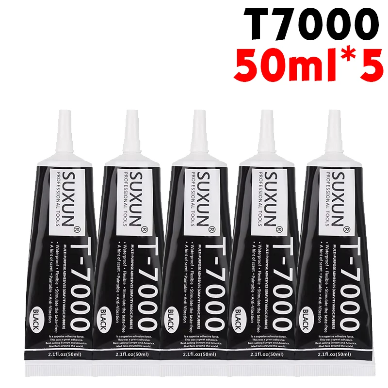 Klarer T-8000 und schwarzer T-7000-Klebstoff, 15 ml/50 ml/110 ml, Schmuckhandwerk, wasserfester, schnell trocknender Harzkleber, Handy-Bildschirm-Reparaturkleber
