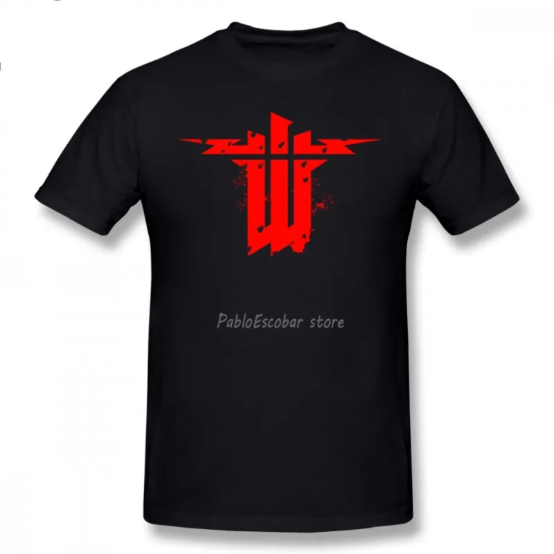 Wolfenstein T Shirt Wolfenstein The New Order T-Shirt Classic Cotton Tee Shirt Plus size  Male Printed Awesome Tshirt