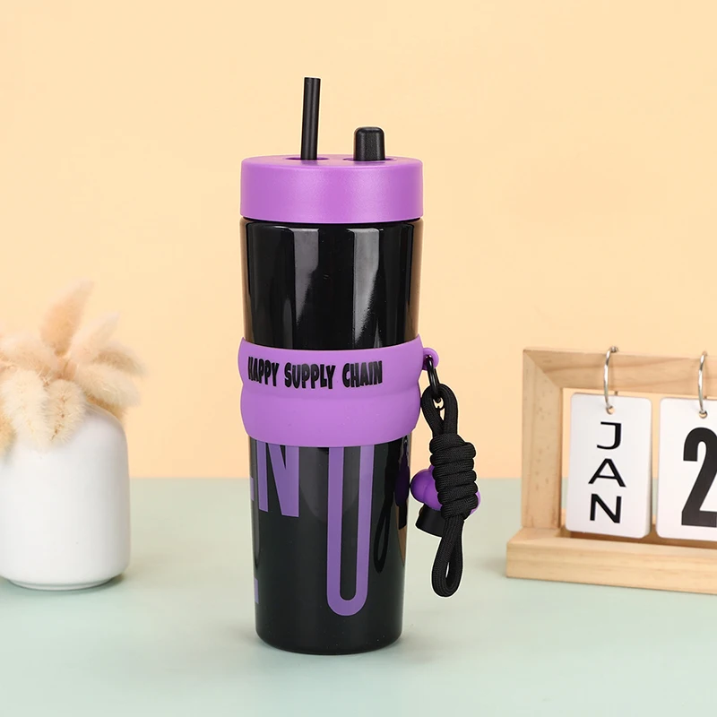 Straw Tumbler Travel Mug Leakproof Portable Cup for Coffee Tea Cold Drinks On-the-Go