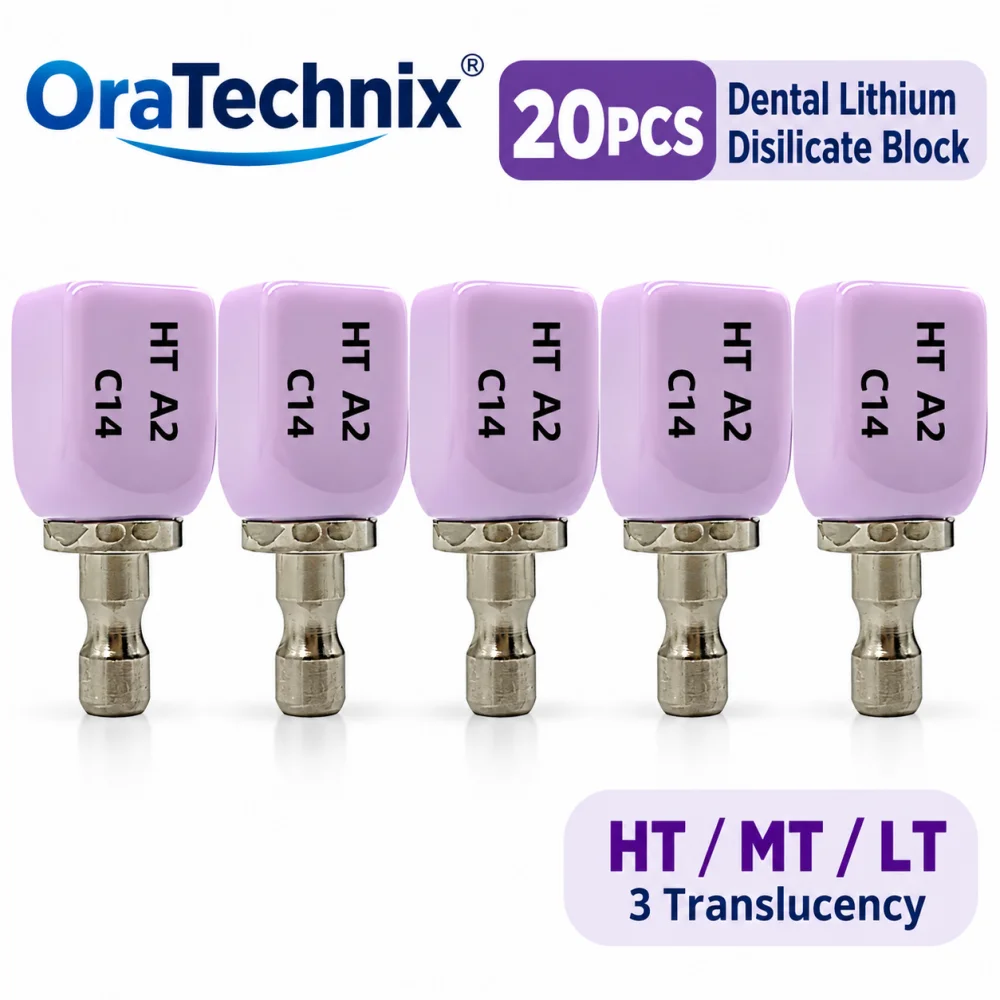 20PCS Dental Lithium Disilicate C14 Sirona Glass Ceramics Block HT/LT/MT Veneer/Crown Restoration Aesthetic Dental Lab Material