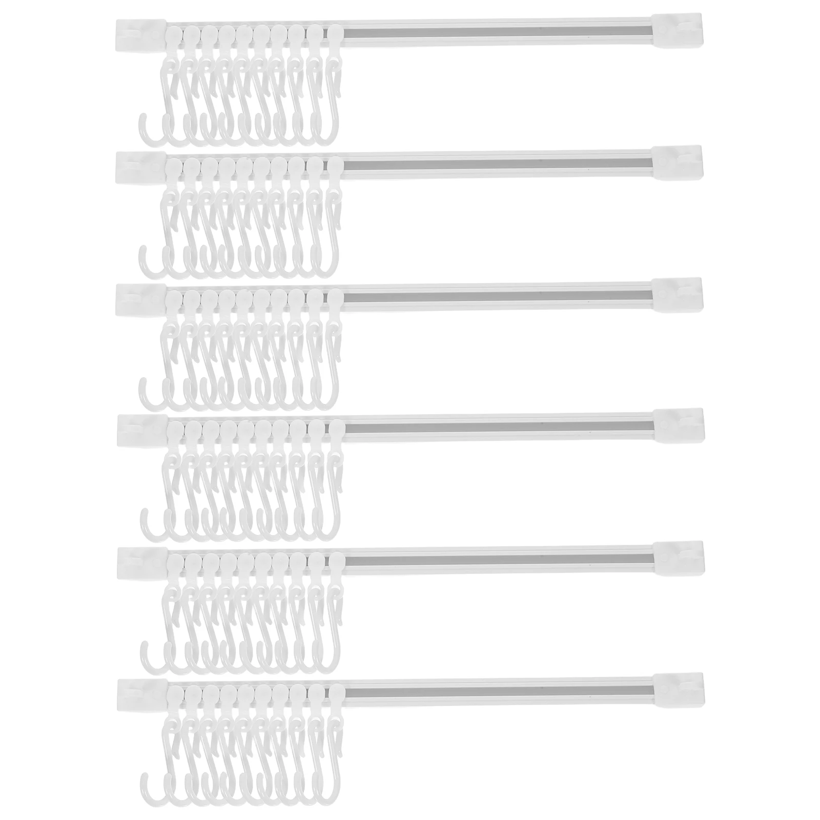 

6 Sets Household Wall-mounted Sliding Hook Office Plastic Hanging Pot Rack with Hooks