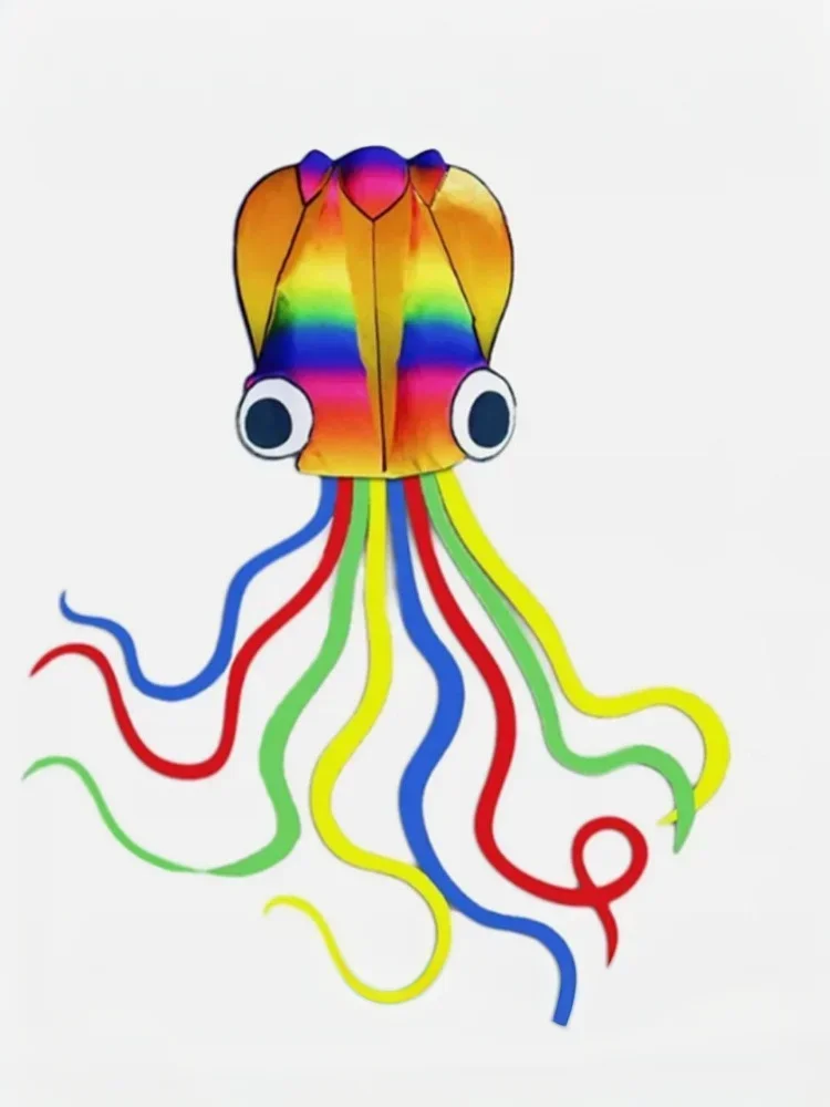 1 ชุดยักษ์ Kites สําหรับผู้ใหญ่ของเล่นกลางแจ้งสายรุ้งสี 3D Octopus Soft Kite 4 M GIANT Kite 100 M สายยาง