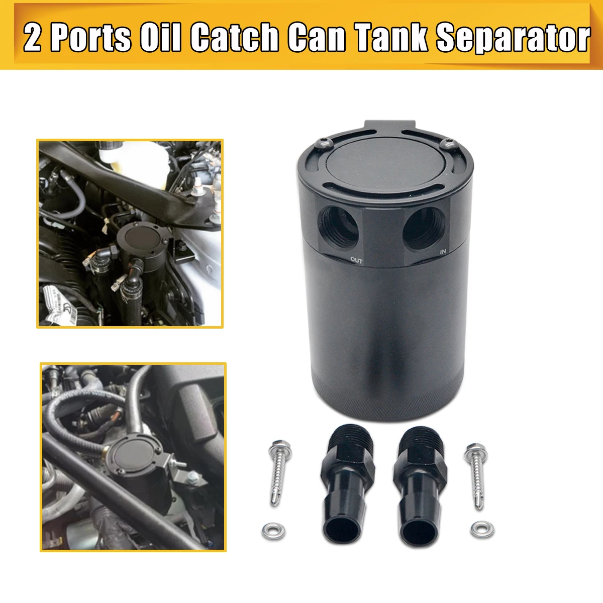 1 conjunto de filtro reservatório de tanque turbo de gasolina e diesel para vários motores a gasolina e diesel preto boleto 6061 peças de alumínio