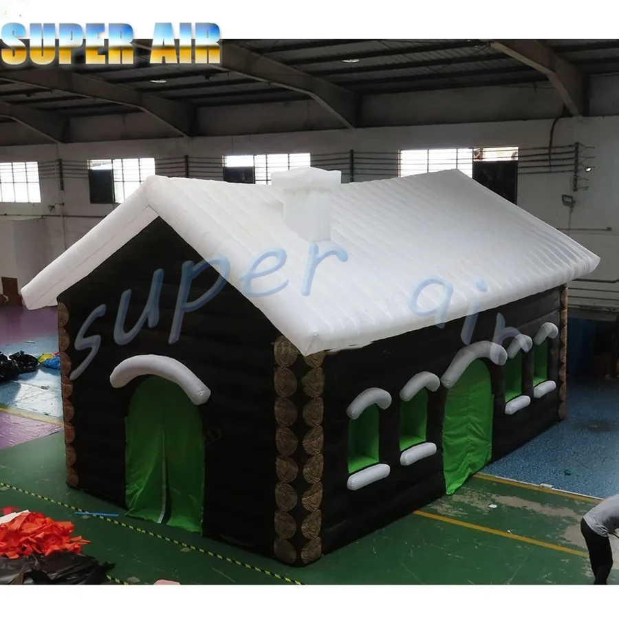 บ้านคริสต์มาสเป่าลมรูปซานต้าคลอสขนาด 6 มล. x 4 ม. x 3.5 ม. สำหรับตกแต่งคริสต์มาสเชิงพาณิชย์สำหรับกิจกรรมกลางแจ้ง