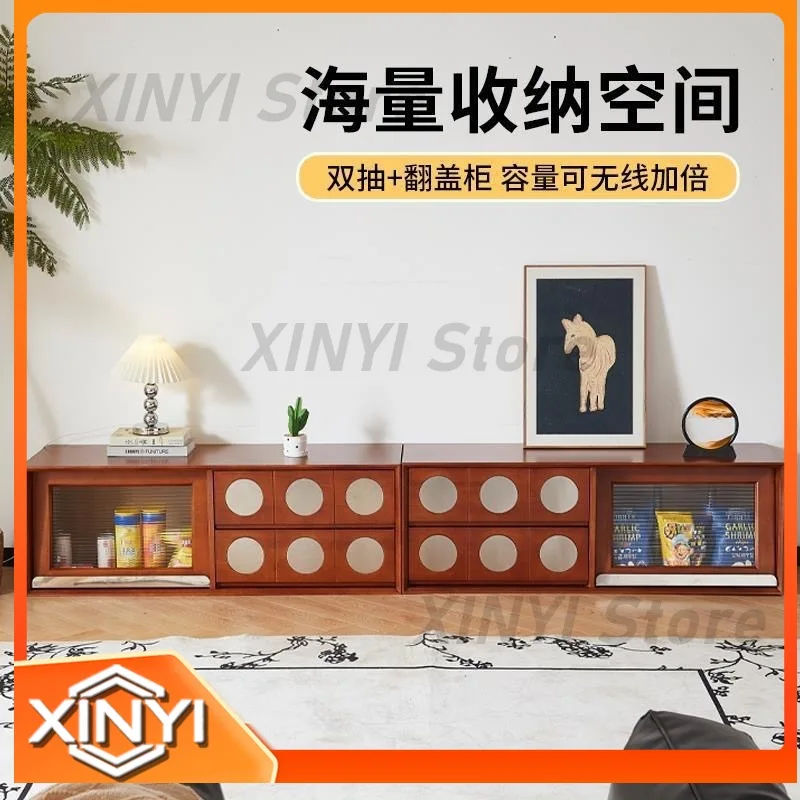 Vintage TV Stand Set for Living Room Display Cabinet Retro Floor-standing Drawer-style Television Cabinet Storage Unit
