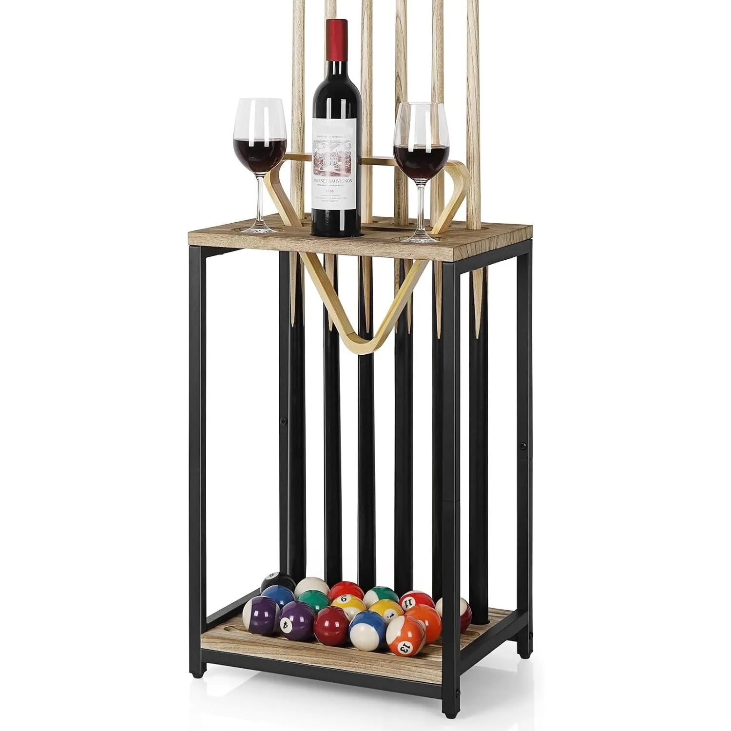 

Прочная деревянная стойка для бильярдных кий — напольная подставка для 6 киев для бассейна/гильярдной комнаты (светло-коричневый)