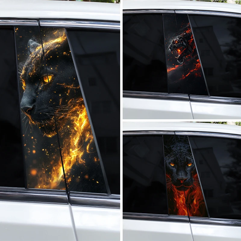 

2 шт. автомобильных наклеек с леопардовым принтом, водонепроницаемые наклейки на B-стойку автомобиля, скрывающие царапины, DIY наклейки для стайлинга автомобиля