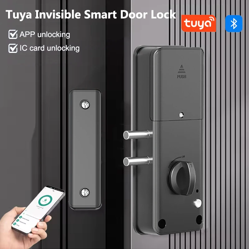 

Smart Tuya Bluetooth внутренний невидимый замок для деревянной двери TTLock APP IC Card разблокировка электронного замка для домашнего офиса квартиры