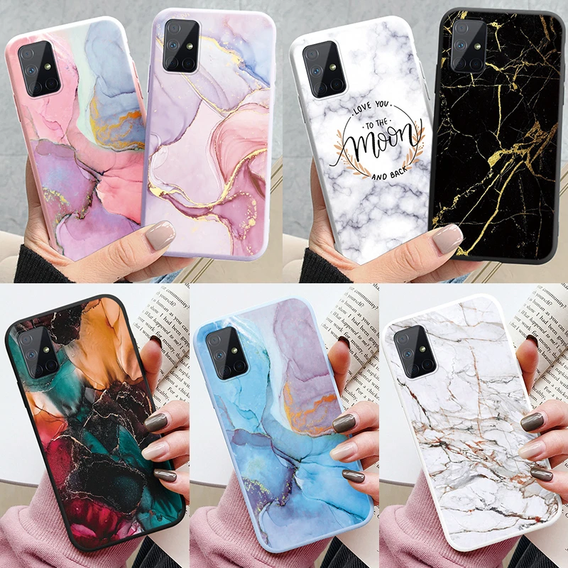 Marble Pattern Phone Case For Samsung Galaxy A51 A71 4G 5G Protective Cover Case Soft Funda For Samsung A71 A 71 Coque Silicone