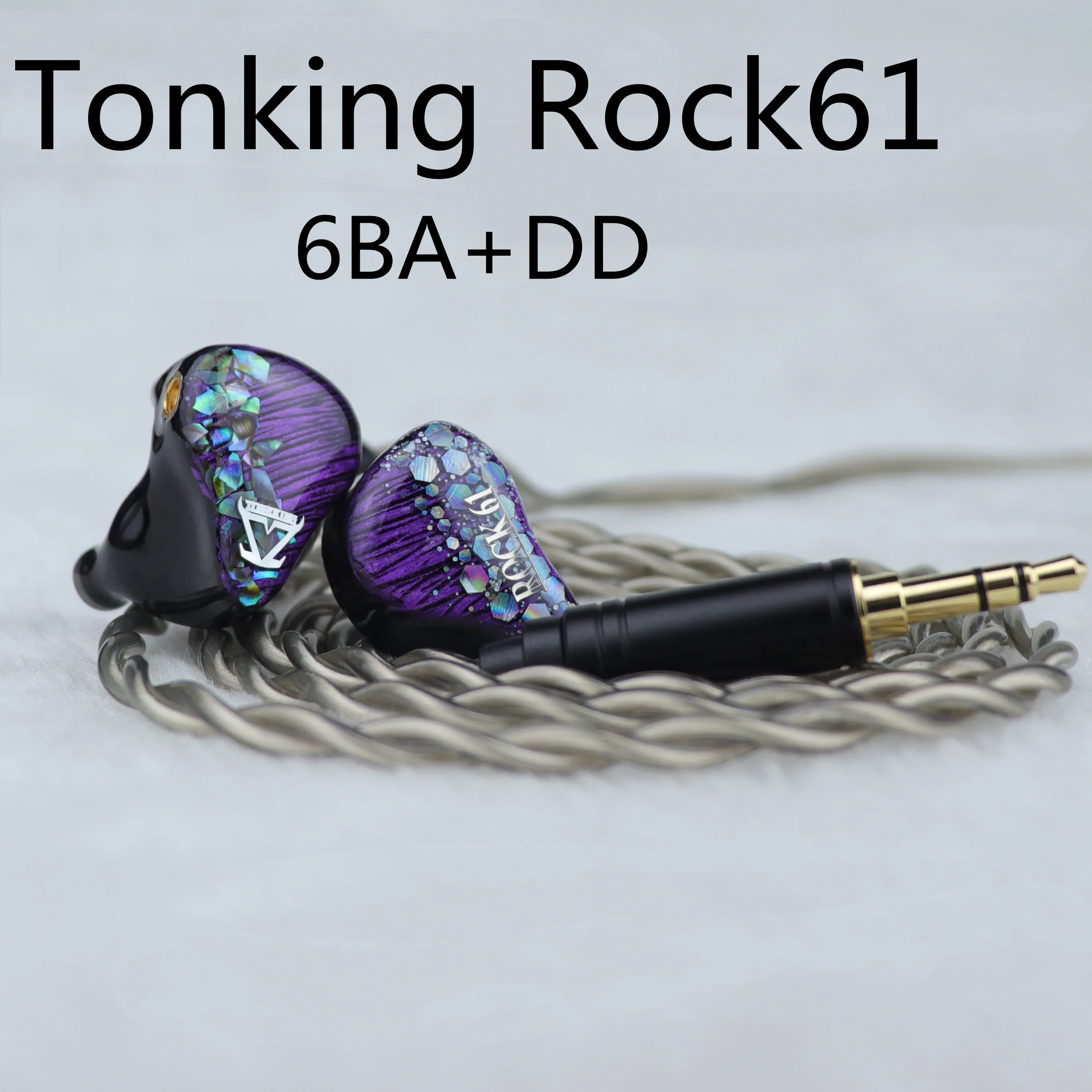 TONEKING ROCK61 6BA+1DD Hybrid Earphones Hifi Music Audiophile Monitor Music DJ Studio Bass In-ear Earbuds Customized