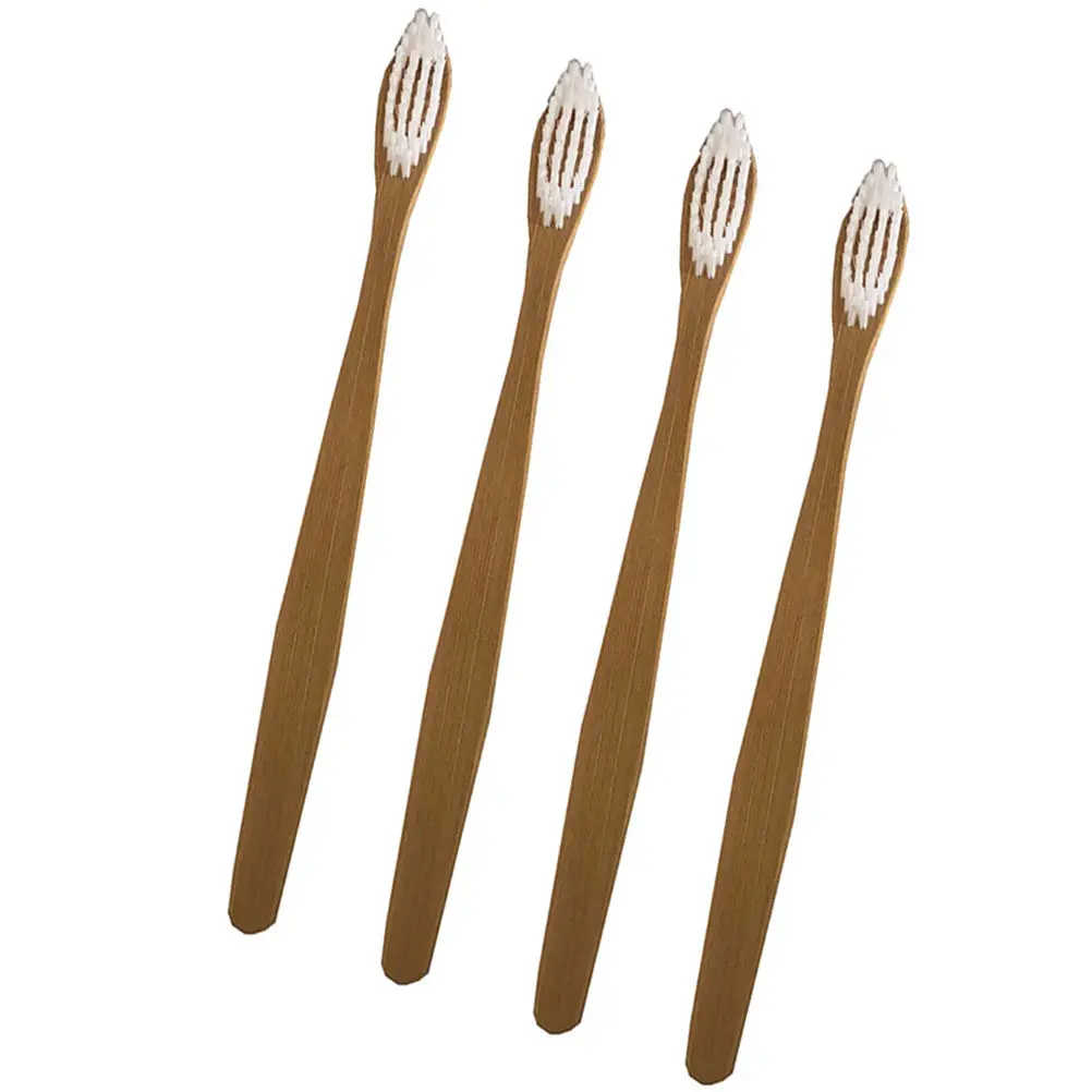 Bamboo Toothbrush Set 4 Pack Soft Bristles Comfortable Grip Eco Friendly Effective Teeth Cleaning