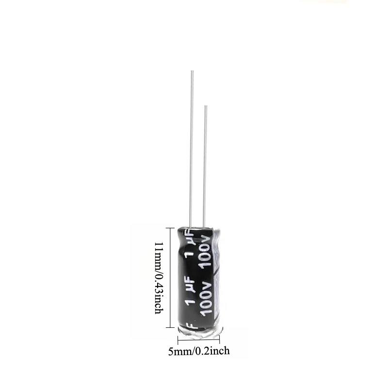 335pcs 100V 1uF Electrolytic Capacitor 105C High Temp Radial Long Life 5x11mm for Power Supply Electronics
